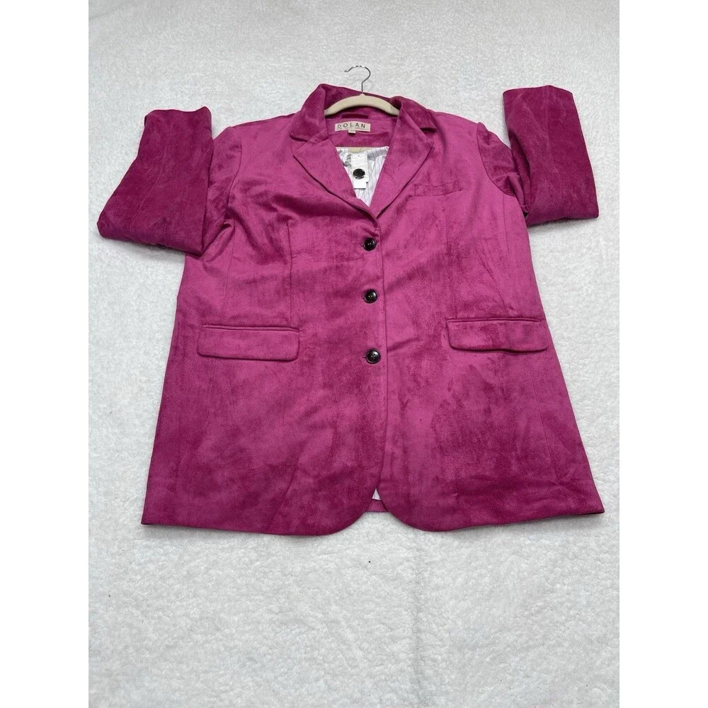 Anthropologie Dolan Boyfriend Blazer Pink Left Coast Faux Suede Retro Large NWT